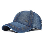 Vintage Washed Cotton Baseball Cap Women Denim Dad Hat Adjustable Cap-Women's Caps-Arimonz-DEEP BLUE-One Size-Arimonz