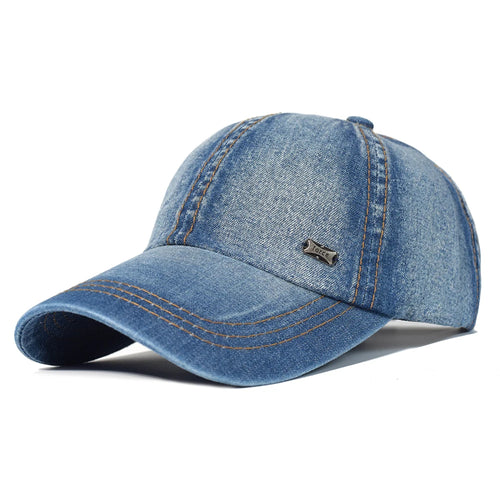 Vintage Washed Cotton Baseball Cap Women Denim Dad Hat Adjustable Cap-Women's Caps-Arimonz-Arimonz