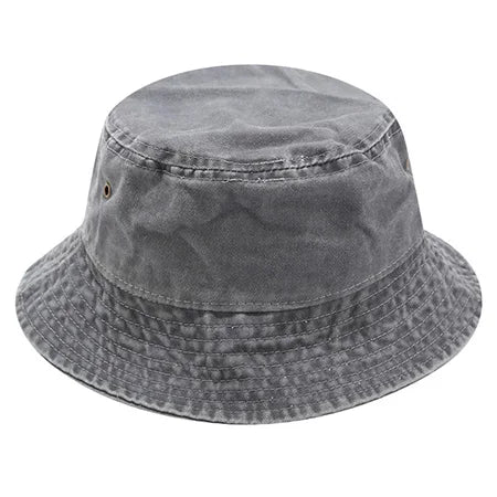 Vintage Washed Denim Bucket Hat Cotton Panama Hip Hop Bob Cap-Bucket Hats-Arimonz-Gray-21-22in-Arimonz