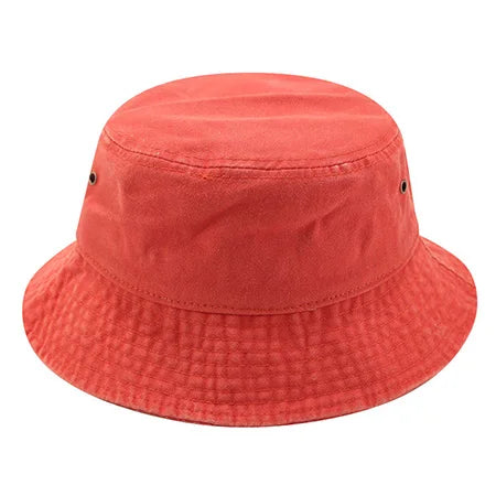 Vintage Washed Denim Bucket Hat Cotton Panama Hip Hop Bob Cap-Bucket Hats-Arimonz-Orange-21-22in-Arimonz