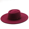 Vintage Wide Brim Wool Boater Felt Hat Flat Top Fedora with Bowknot-Hats-Arimonz-Arimonz