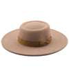 Vintage Wide Brim Wool Boater Felt Hat Flat Top Fedora with Bowknot-Hats-Arimonz-light khaki-22in-Arimonz