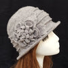 Vintage Wool Beret Hat with Flower Knitting Autumn and Winter Warm Hat-Hats-Arimonz-Arimonz