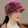 Vintage Wool Beret Hat with Flower Knitting Autumn and Winter Warm Hat-Hats-Arimonz-Arimonz