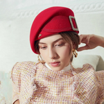 Vintage Wool Felt Cloche Hat Wide Brim Bowler Fedora with Bow Cap-Hats-Arimonz-Arimonz