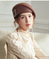 Vintage Wool Felt Cloche Hat Wide Brim Bowler Fedora with Bow Cap-Hats-Arimonz-Khaki-21-22in-Arimonz