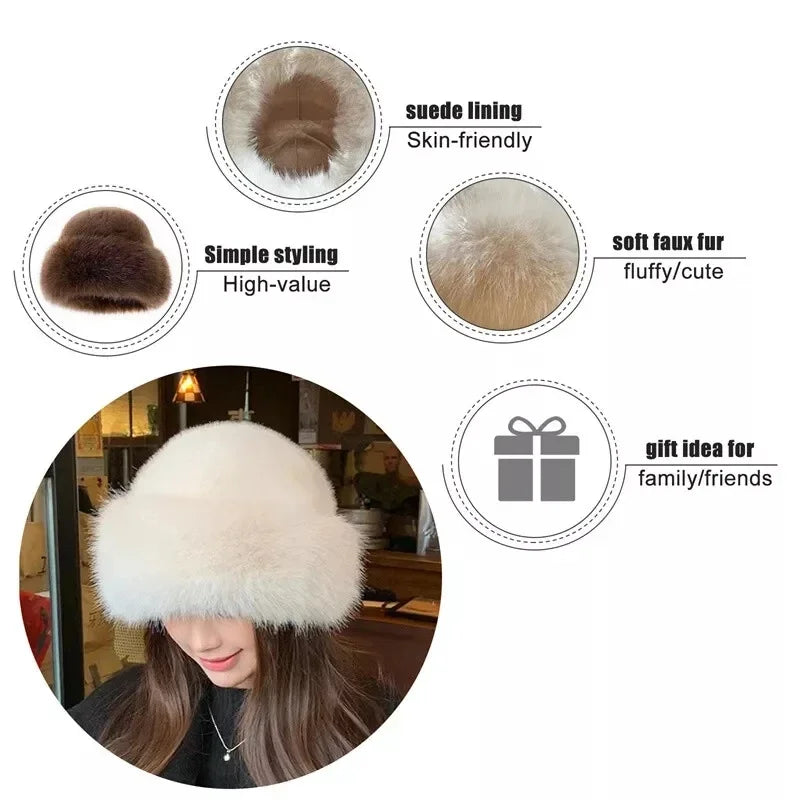 Warm Hat Casual Plush Fluffy Plush Cap Versatile Solid Polyester Hat-Winter Hats-Arimonz-Arimonz