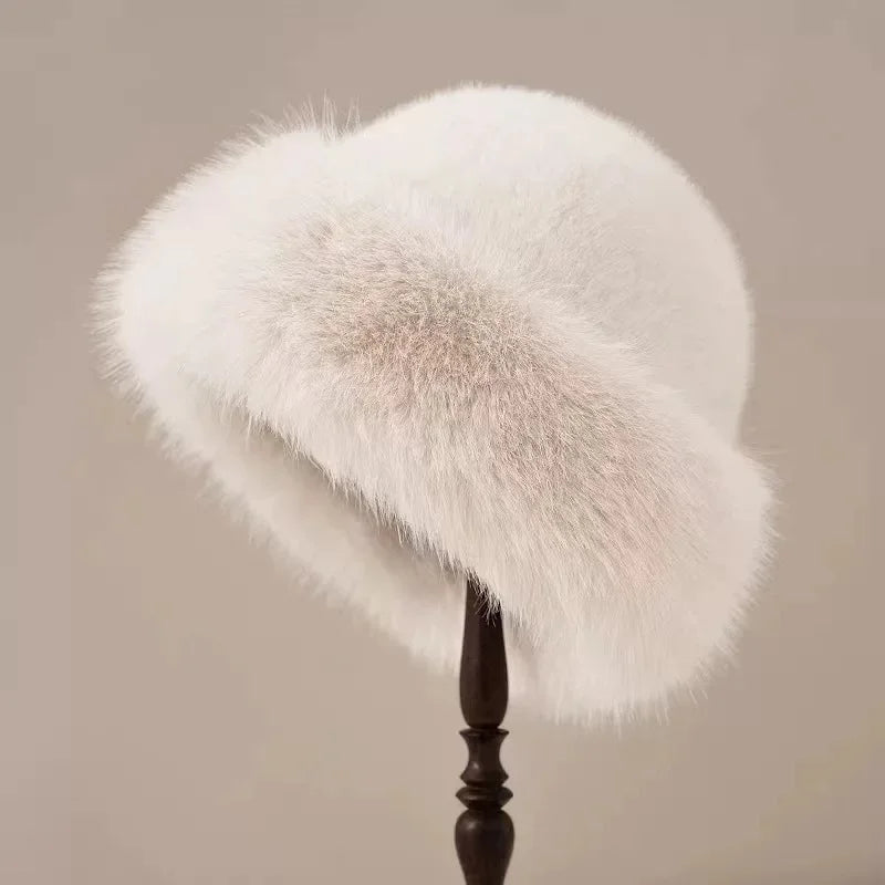 Warm Hat Casual Plush Fluffy Plush Cap Versatile Solid Polyester Hat-Winter Hats-Arimonz-Beige-Arimonz