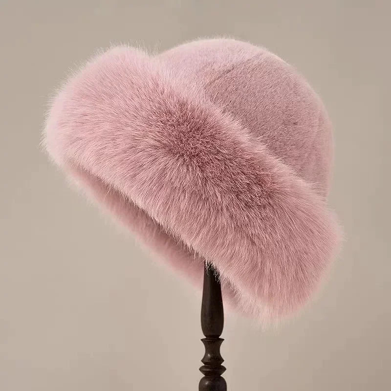 Warm Hat Casual Plush Fluffy Plush Cap Versatile Solid Polyester Hat-Winter Hats-Arimonz-Pink-Arimonz