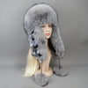 Warm Luxury Natural Fox Fur Hat Fashion Fluffy Rex Rabbit Fur Cap-Winter Hats-Arimonz-Arimonz