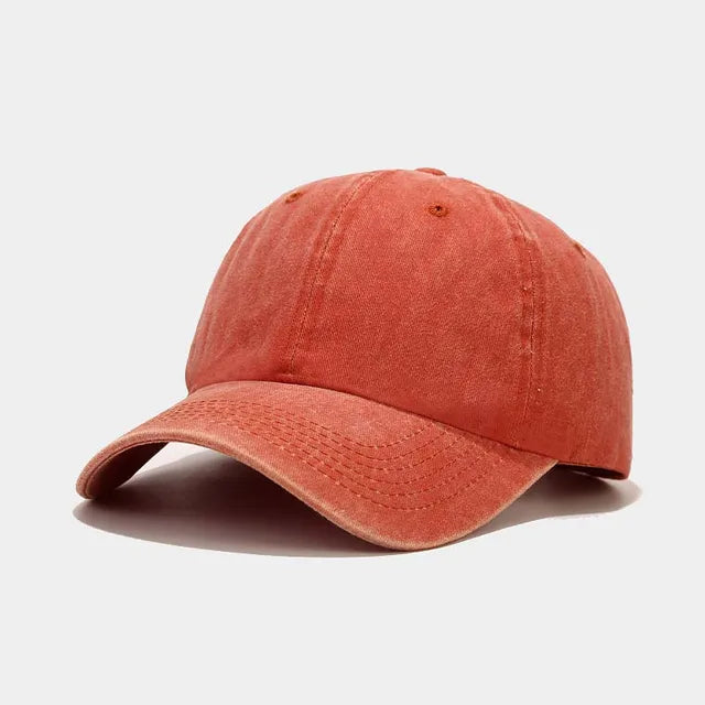 Washed Cotton Baseball Cap Women Casual Adjustable Snapback Trucker Hat-Women's Caps-Arimonz-orange-head 55-60cm (22-24 inches)-Arimonz