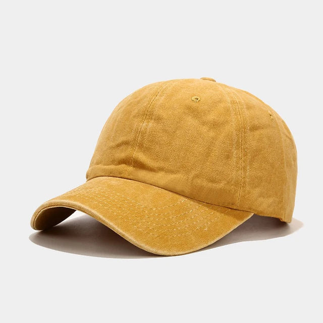 Washed Cotton Baseball Cap Women Casual Adjustable Snapback Trucker Hat-Women's Caps-Arimonz-yellow-head 55-60cm (22-24 inches)-Arimonz