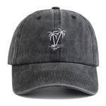 Washed Cotton Coconut Tree Embroidery Vintage Baseball Snapback Cap-Women's Caps-Arimonz-Arimonz