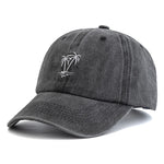 Washed Cotton Coconut Tree Embroidery Vintage Baseball Snapback Cap-Women's Caps-Arimonz-Black-22-23in-Arimonz