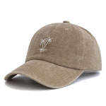 Washed Cotton Coconut Tree Embroidery Vintage Baseball Snapback Cap-Women's Caps-Arimonz-Khaki-22-23in-Arimonz