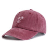 Washed Cotton Coconut Tree Embroidery Vintage Baseball Snapback Cap-Women's Caps-Arimonz-Red-22-23in-Arimonz