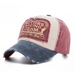 Washed Cotton Damage Baseball Cap Motor Snapback Hat Hip Hop Dad Hats-Women's Caps-Arimonz-Arimonz
