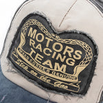 Washed Cotton Damage Baseball Cap Motor Snapback Hat Hip Hop Dad Hats-Women's Caps-Arimonz-Arimonz
