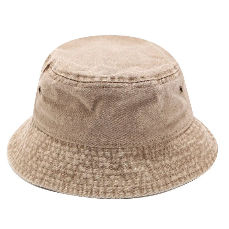 Washed Denim Bucket Hat Cotton Streetwear Fluorescent Color Cap-Bucket Hats-Arimonz-Arimonz