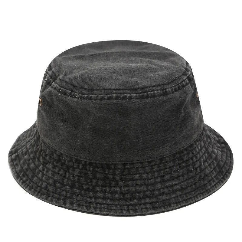 Washed Denim Bucket Hat Cotton Streetwear Fluorescent Color Cap-Bucket Hats-Arimonz-Arimonz