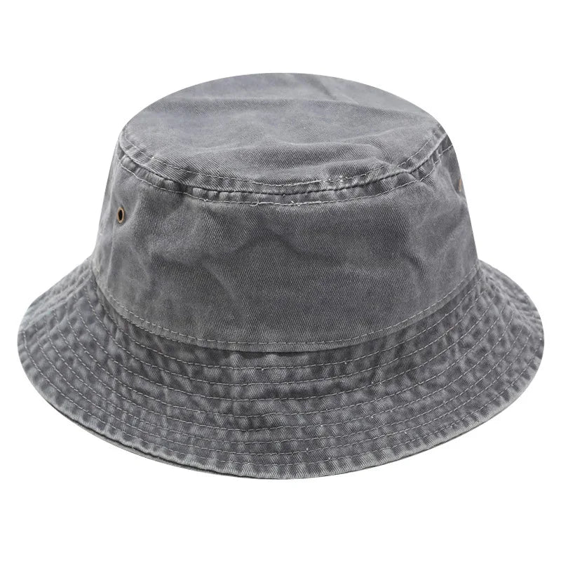 Washed Denim Bucket Hat Cotton Streetwear Fluorescent Color Cap-Bucket Hats-Arimonz-gray-21-23in-Arimonz