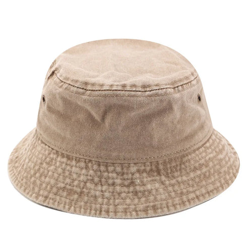 Washed Denim Bucket Hat Cotton Streetwear Fluorescent Color Cap-Bucket Hats-Arimonz-khaki-21-23in-Arimonz