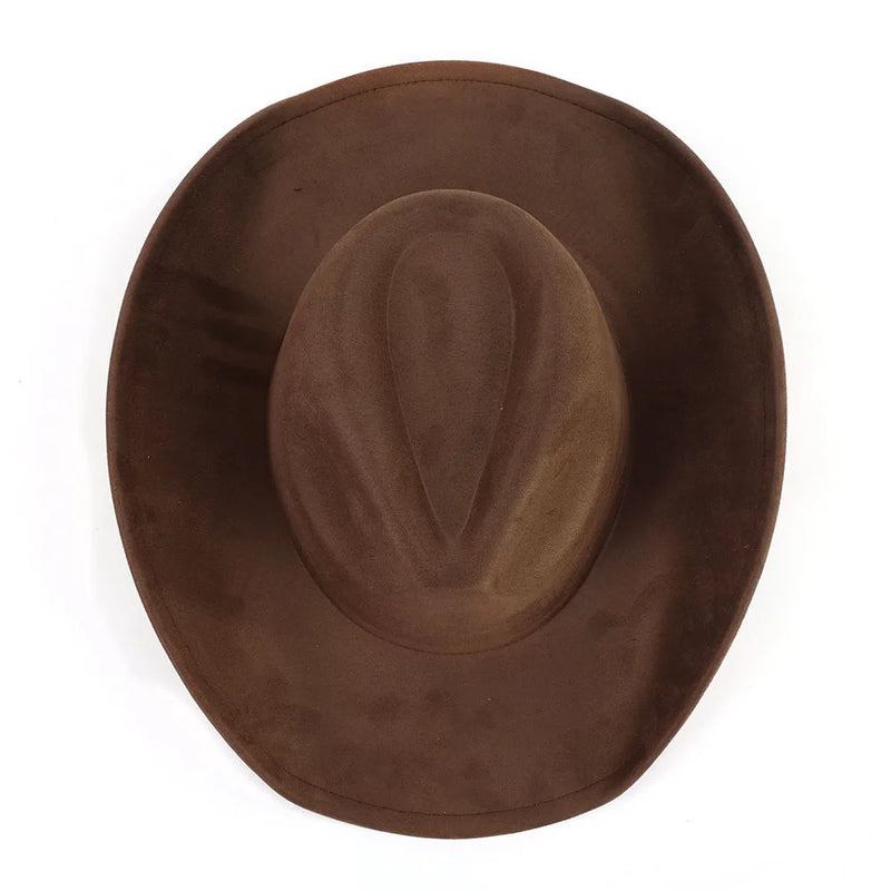 Western Big Roll Brim Cowboy Top Hat Felt Fedora Outdoor Hat-Hats-Arimonz-Arimonz