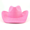 Western Big Roll Brim Cowboy Top Hat Felt Fedora Outdoor Hat-Hats-Arimonz-Baby pink-22in-Arimonz