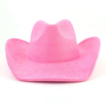 Western Big Roll Brim Cowboy Top Hat Felt Fedora Outdoor Hat-Hats-Arimonz-Baby pink-22in-Arimonz