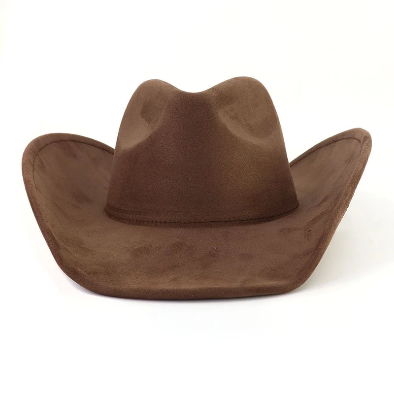 Western Big Roll Brim Cowboy Top Hat Felt Fedora Outdoor Hat-Hats-Arimonz-Brown-22in-Arimonz