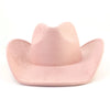 Western Big Roll Brim Cowboy Top Hat Felt Fedora Outdoor Hat-Hats-Arimonz-Pink-22in-Arimonz