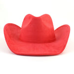 Western Big Roll Brim Cowboy Top Hat Felt Fedora Outdoor Hat-Hats-Arimonz-Red-22in-Arimonz