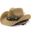 Western Cowboy Straw Hat Wide Brim UV Sun Protection Summer Beach Cap-Hats-Arimonz-Arimonz