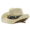 Western Cowboy Straw Hat Wide Brim UV Sun Protection Summer Beach Cap-Hats-Arimonz-Arimonz