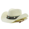 Western Cowboy Straw Hat Wide Brim UV Sun Protection Summer Beach Cap-Hats-Arimonz-Arimonz
