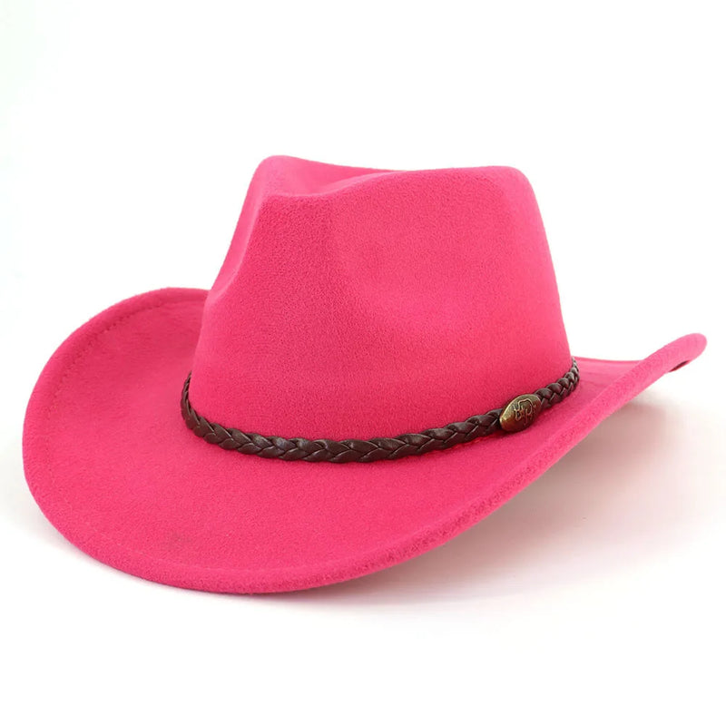 Western Cowboy Woolen Fedoras Hat Wide Brim Elegant Felt Cap-Hats-Arimonz-Arimonz