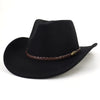 Western Cowboy Woolen Fedoras Hat Wide Brim Elegant Felt Cap-Hats-Arimonz-black-22in-Arimonz