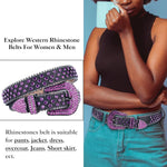 Western Crystal Studded Belt Cowgirl Rhinestone Belt For Women-Belts-Arimonz-Arimonz
