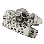 Western Rhinestone Skull Belt Crystal Studded Luxury Pin Buckle Belt-Belts-Arimonz-Arimonz