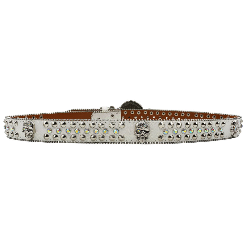 Western Rhinestone Skull Belt Crystal Studded Luxury Pin Buckle Belt-Belts-Arimonz-Arimonz