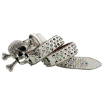 Western Rhinestone Skull Belt Crystal Studded Luxury Pin Buckle Belt-Belts-Arimonz-Arimonz