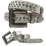 Western Rhinestone Skull Belt Crystal Studded Luxury Pin Buckle Belt-Belts-Arimonz-JD-FK-Silver-105cm/41inches-Arimonz