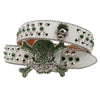 Western Rhinestone Skull Belt Crystal Studded Luxury Pin Buckle Belt-Belts-Arimonz-JD-KT-Green-105cm/41inches-Arimonz