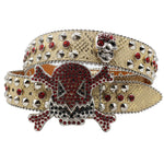 Western Rhinestone Skull Belt Crystal Studded Luxury Pin Buckle Belt-Belts-Arimonz-JD-KT-Red-105cm/41inches-Arimonz