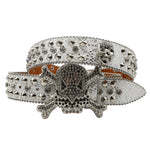 Western Rhinestone Skull Belt Crystal Studded Luxury Pin Buckle Belt-Belts-Arimonz-JD-KT-Silver-105cm/41inches-Arimonz