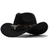 Western Roll Brim Cowboy Fedora Felt Hat with Cow Band for All Ages-Hats-Arimonz-black-Kids 20-21in-Arimonz