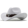 Western Roll Brim Cowboy Fedora Felt Hat with Cow Band for All Ages-Hats-Arimonz-white-Adults 21-22in-Arimonz