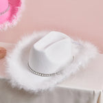 Western Style Cowboy Hat with Feather Accents Wide Brim Sun Protection-Winter Hats-Arimonz-Arimonz