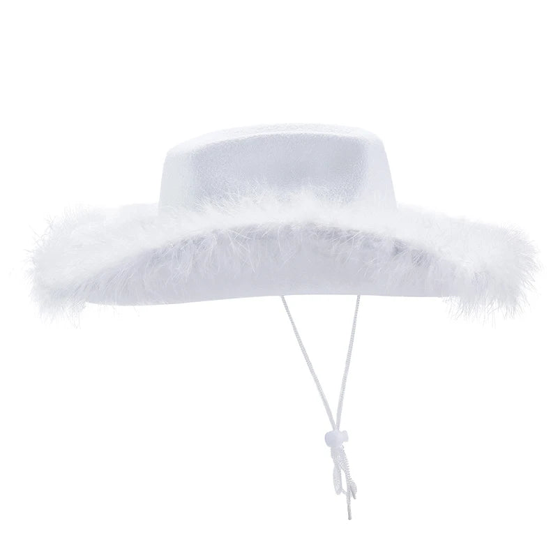 Western Style Cowboy Hat with Feather Accents Wide Brim Sun Protection-Winter Hats-Arimonz-Arimonz
