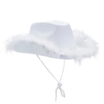 Western Style Cowboy Hat with Feather Accents Wide Brim Sun Protection-Winter Hats-Arimonz-Arimonz